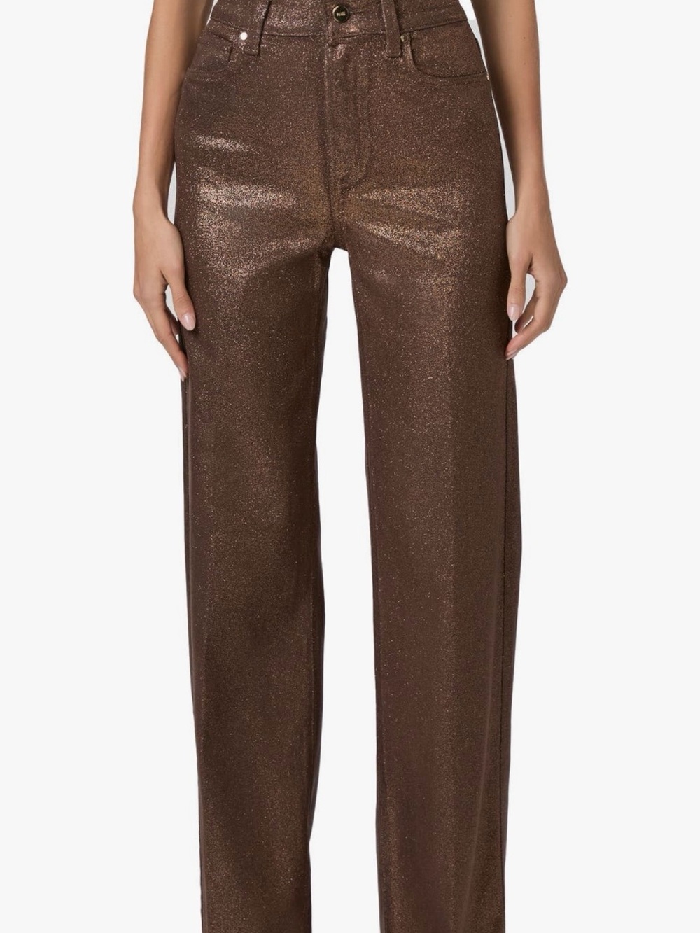 PAIGE Shimmering Bronze Wide-Leg Jeans